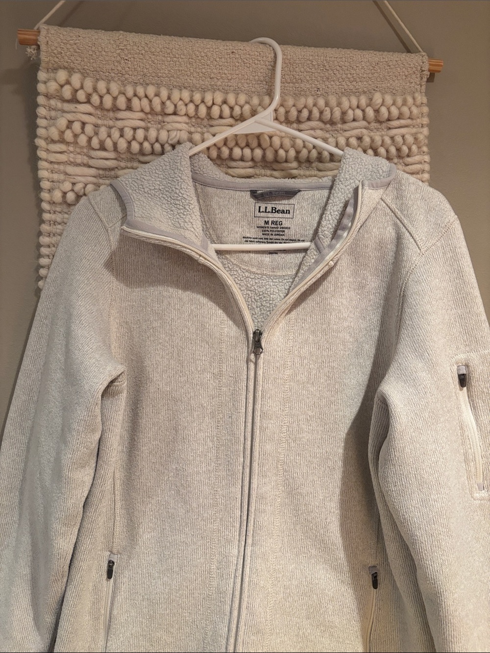 L.L. Bean Women's Full-Zip Teddy Fleece Jacket in Light Tan